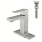 Waterfall Spout Bathroom Sink Single Handle Faucet with - Up Drain No Overflow