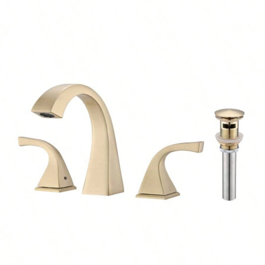 2 - Handle Bathroom Sink Faucet with Drain, Brushed Gold