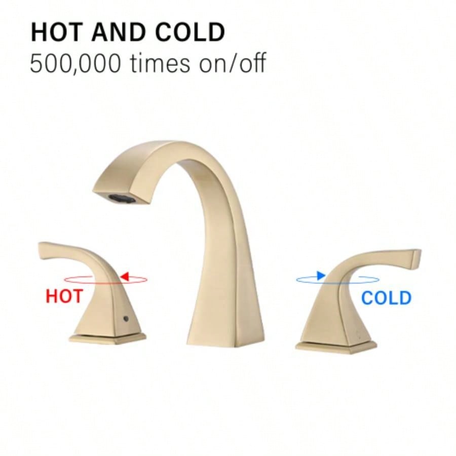 2 - Handle Bathroom Sink Faucet with Drain, Brushed Gold