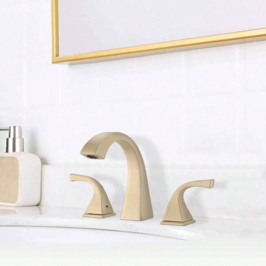 2 - Handle Bathroom Sink Faucet with Drain, Brushed Gold
