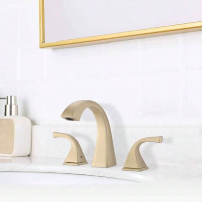2 - Handle Bathroom Sink Faucet with Drain, Brushed Gold