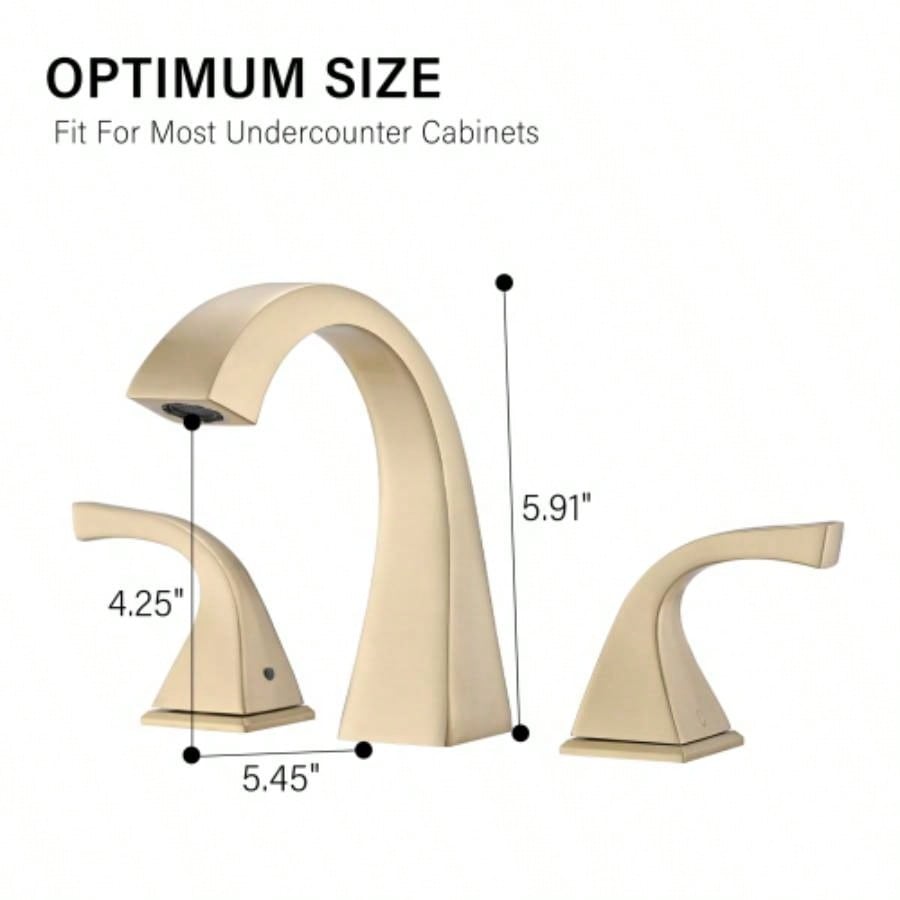 2 - Handle Bathroom Sink Faucet with Drain, Brushed Gold
