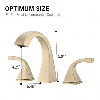 2 - Handle Bathroom Sink Faucet with Drain, Brushed Gold