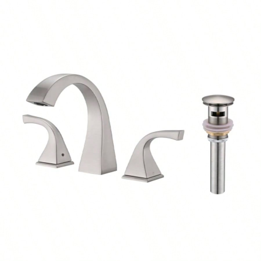 2 - Handle Bathroom Sink Faucet with Drain, Brushed Gold