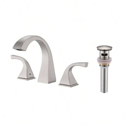 2 - Handle Bathroom Sink Faucet with Drain, Brushed Gold