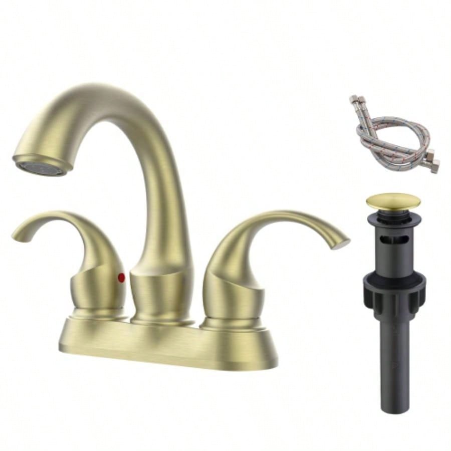 Bathroom Faucet 2 - Handle Oil Rubbed Bronze with Aerator, Swan Style 4 - inch Centerset Vanity Sink with - Up Drain and Supply Hoses, FR4075 - ORB
