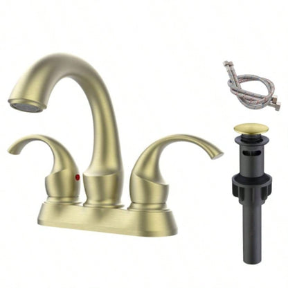 Bathroom Faucet 2 - Handle Oil Rubbed Bronze with Aerator, Swan Style 4 - inch Centerset Vanity Sink with - Up Drain and Supply Hoses, FR4075 - ORB