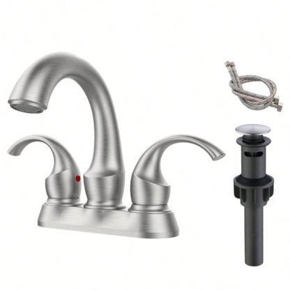 Bathroom Faucet 2 - Handle Oil Rubbed Bronze with Aerator, Swan Style 4 - inch Centerset Vanity Sink with - Up Drain and Supply Hoses, FR4075 - ORB