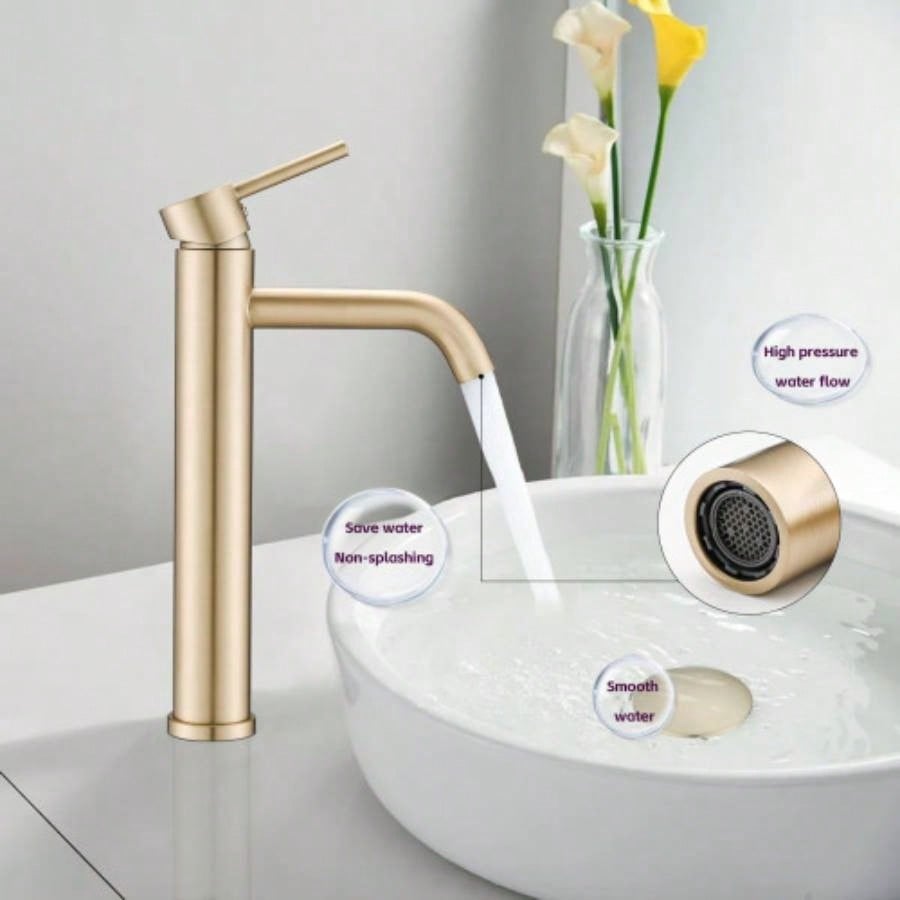 Bathroom Modern Tall Faucets Single Handle One Hole Lavatory Bathroom Sink Faucet