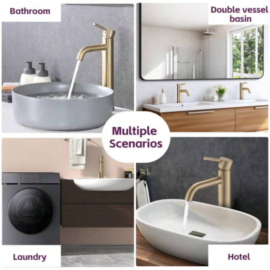 Bathroom Modern Tall Faucets Single Handle One Hole Lavatory Bathroom Sink Faucet
