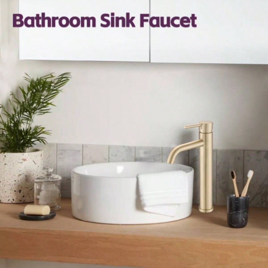 Bathroom Modern Tall Faucets Single Handle One Hole Lavatory Bathroom Sink Faucet