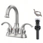 Bathroom Faucet 2 - Handle Brushed Gold with 360 Degree Rotating Spout, Crescent Moon Style 4 - inch Centerset Vanity Sink with - Up Drain and Supply Hoses, FR4090 - BG