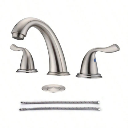 8 - Inch 3 Holes 2 Handles Bathroom Sink Faucet, Brushed Nickel