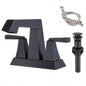 2 - Handle Bathroom Sink Faucet Oil Rubbed Bronze 4 Inches Centerset Vanity Faucet 3 Hole Bathroom Faucet with Up Drain Supply Lines Modern Commercial Bathroom Faucets Lavatory Faucet Lead -