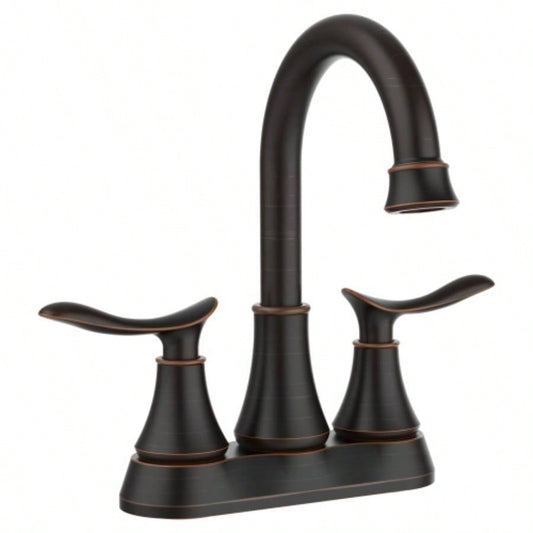 2 - Handle 4 - Inch Oil Rubbed Bronze Bathroom Faucet, Bathroom Vanity Sink Faucets with - up Drain and Supply Hoses