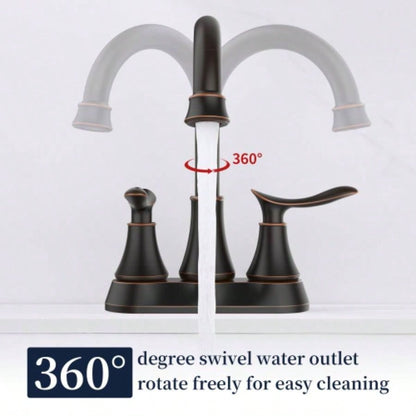 2 - Handle 4 - Inch Oil Rubbed Bronze Bathroom Faucet, Bathroom Vanity Sink Faucets with - up Drain and Supply Hoses