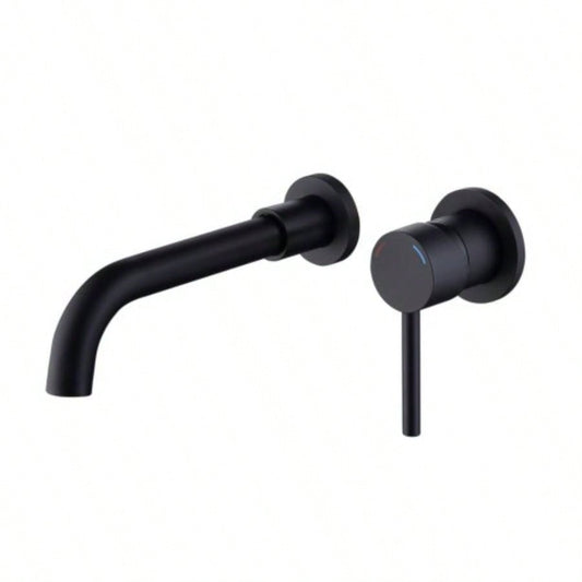 Wall Mount Faucet Bathroom Sink or Bathtub, Single Handle 2 Holes Brass Rough - in Included, Matte Black
