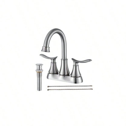 2 - Handle 4 - Inch Oil Rubbed Bronze Bathroom Faucet, Bathroom Vanity Sink Faucets with - up Drain and Supply Hoses