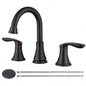 2 - Handle 8 inch Widespread Bathroom Sink Faucet Oil - Rubbed Bronze Lavatory Faucet 3 Hole 360 Swivel Spout Vanity Sink Basin Faucets with Up Drain Assembly and cUPC Supply Hoses