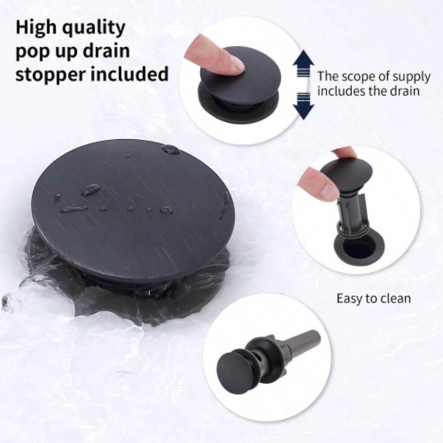 2 - Handle 8 inch Widespread Bathroom Sink Faucet Oil - Rubbed Bronze Lavatory Faucet 3 Hole 360 Swivel Spout Vanity Sink Basin Faucets with Up Drain Assembly and cUPC Supply Hoses