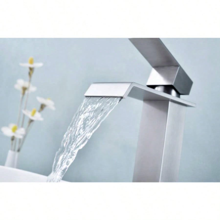 Waterfall Spout Single Handle Bathroom Sink Faucet