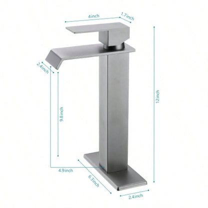 Waterfall Spout Single Handle Bathroom Sink Faucet