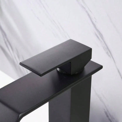 Waterfall Spout Bathroom Faucet, Single Handle Bathroom Vanity Sink Faucet