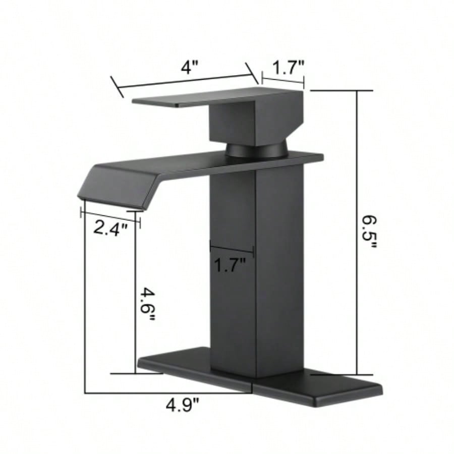 Waterfall Spout Bathroom Faucet, Single Handle Bathroom Vanity Sink Faucet