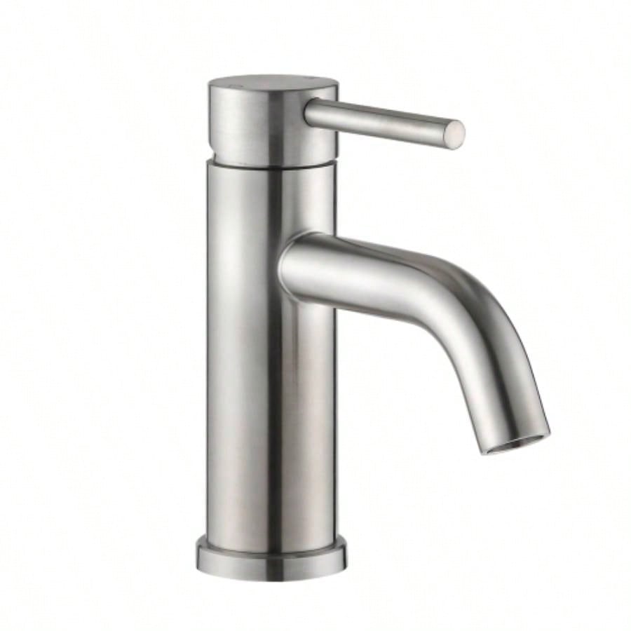 Compliant Single Hole Bathroom Faucet - 6.57 High Stainless Steel Waterfall Faucet Brushed Nickel