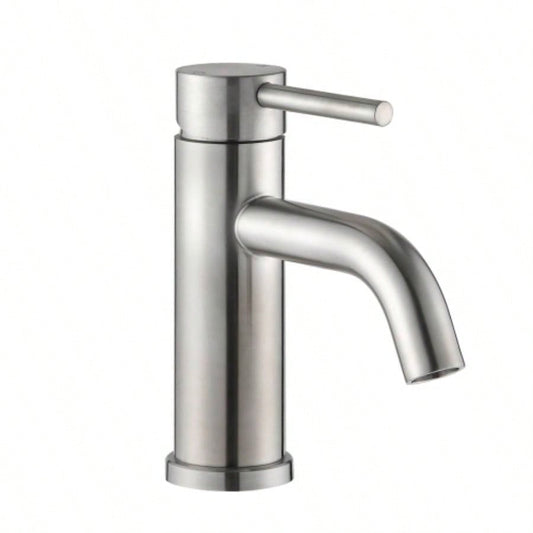 Compliant Single Hole Bathroom Faucet - 6.57 High Stainless Steel Waterfall Faucet Brushed Nickel