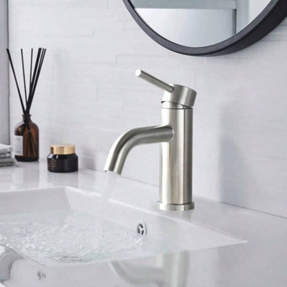 Compliant Single Hole Bathroom Faucet - 6.57 High Stainless Steel Waterfall Faucet Brushed Nickel