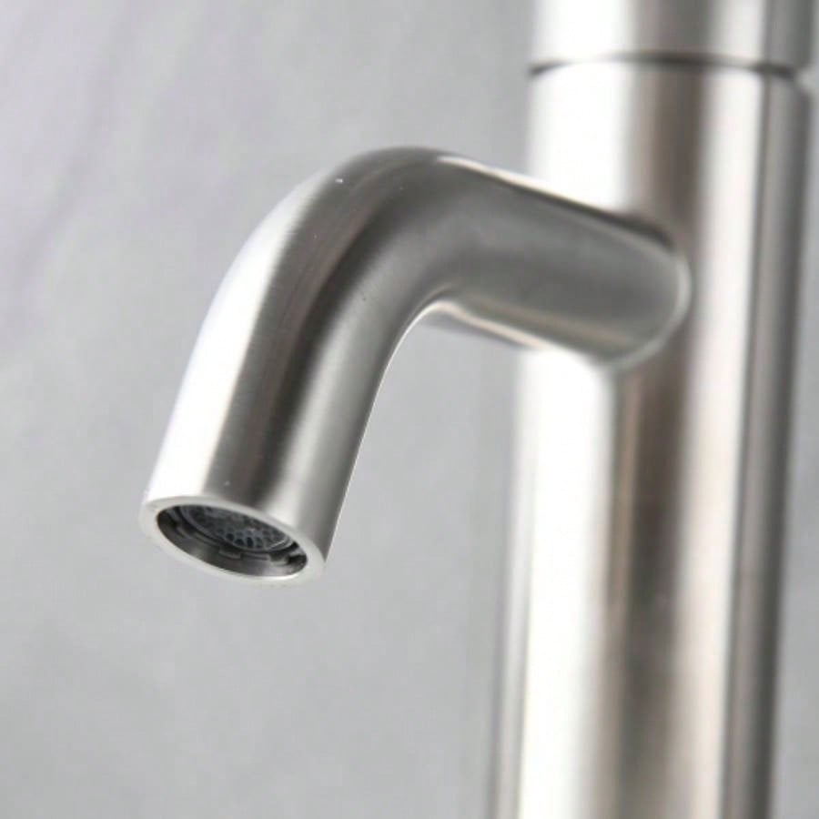 Compliant Single Hole Bathroom Faucet - 6.57 High Stainless Steel Waterfall Faucet Brushed Nickel