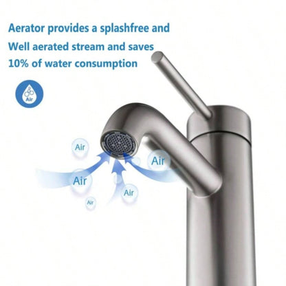 Compliant Single Hole Bathroom Faucet - 6.57 High Stainless Steel Waterfall Faucet Brushed Nickel