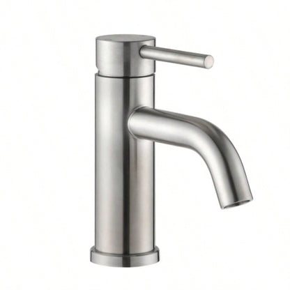 Compliant Single Hole Bathroom Faucet - 6.57 High Stainless Steel Waterfall Faucet Brushed Nickel