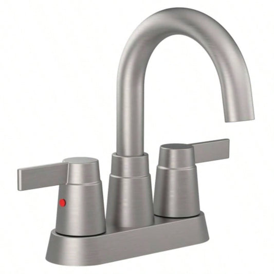Bathroom Faucet Brushed Nickel 2 - Handle Bathroom Sink Faucet 360 Degree High Swivel Spout Centerset 4 Inch Vanity Faucet RV Bathroom Faucet 3 Holes Lavatory Faucet