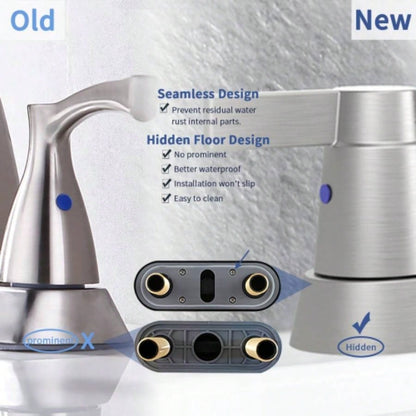 Bathroom Faucet Brushed Nickel 2 - Handle Bathroom Sink Faucet 360 Degree High Swivel Spout Centerset 4 Inch Vanity Faucet RV Bathroom Faucet 3 Holes Lavatory Faucet