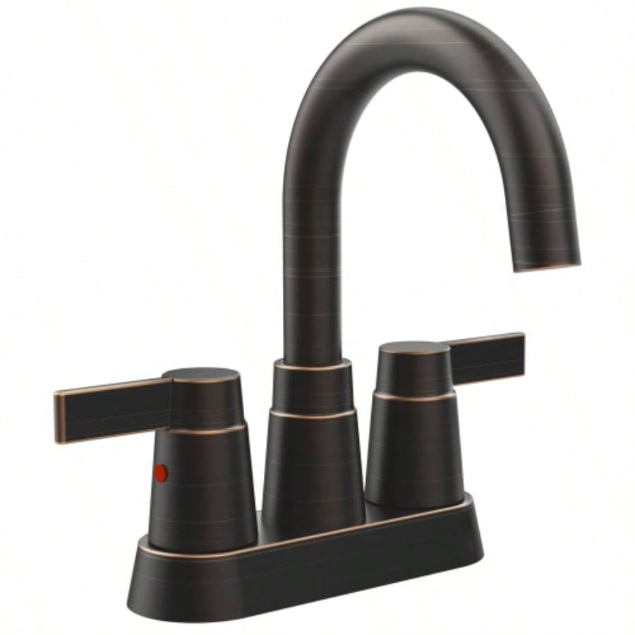 Bathroom Faucet Brushed Nickel 2 - Handle Bathroom Sink Faucet 360 Degree High Swivel Spout Centerset 4 Inch Vanity Faucet RV Bathroom Faucet 3 Holes Lavatory Faucet
