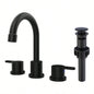 Widespread Bathroom Sink Faucet Matte Black 2 Handle 8 inch Lavatory Faucet 3 Hole 360 Swivel Spout Vanity Sink Basin Faucets with Up Drain Assembly