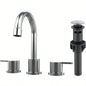 Widespread Bathroom Sink Faucet Matte Black 2 Handle 8 inch Lavatory Faucet 3 Hole 360 Swivel Spout Vanity Sink Basin Faucets with Up Drain Assembly