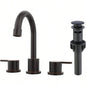 Widespread Bathroom Sink Faucet Matte Black 2 Handle 8 inch Lavatory Faucet 3 Hole 360 Swivel Spout Vanity Sink Basin Faucets with Up Drain Assembly
