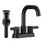 Bathroom Faucet 2 Handle 4 Inch Centerset Bathroom Sink Faucets 3 Hole with Up Drain and Supply Lines, Brushed Nickel