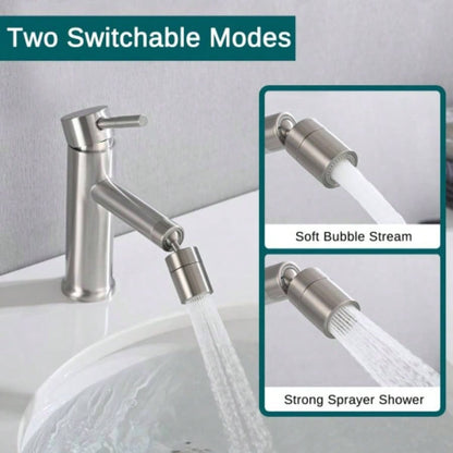 Brushed Nickle Bathroom Faucet 2 Mode Faucet Bathroom Sink with 360 Rotating Aerator