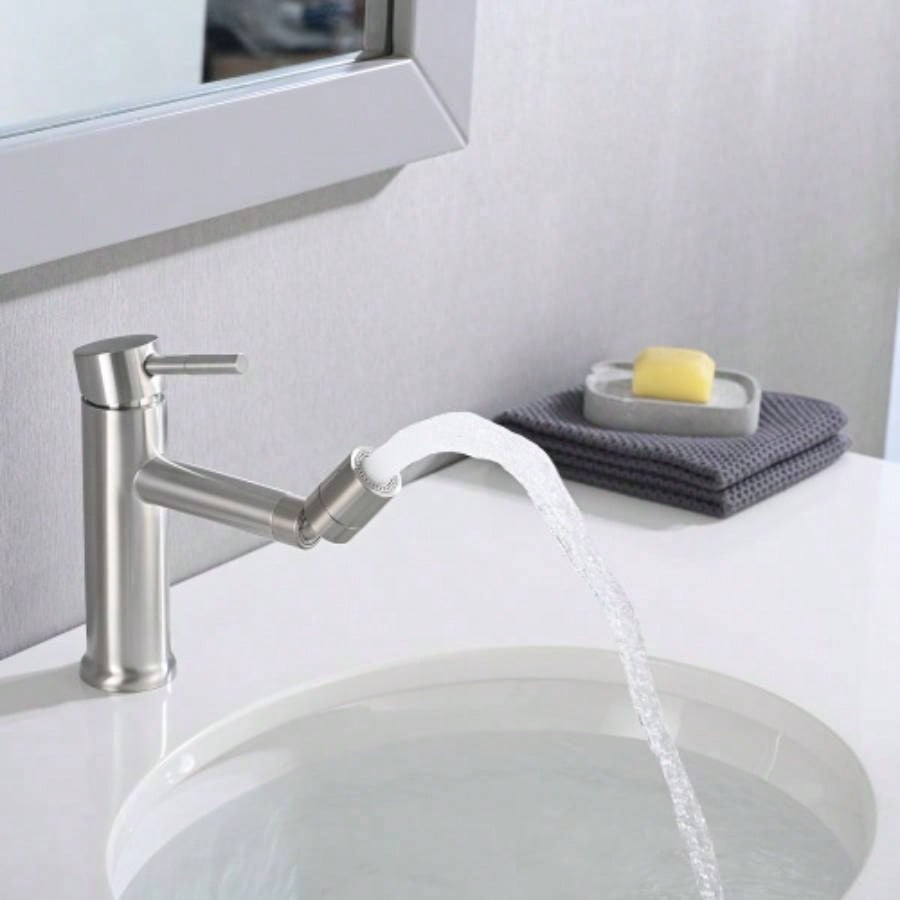 Brushed Nickle Bathroom Faucet 2 Mode Faucet Bathroom Sink with 360 Rotating Aerator