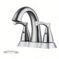 2 Handle 4 Inch Centerset Bathroom Sink Faucet with - Up Drain, Brushed Nickel
