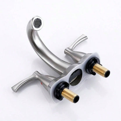 2 Handle 4 Inch Centerset Bathroom Sink Faucet with - Up Drain, Brushed Nickel