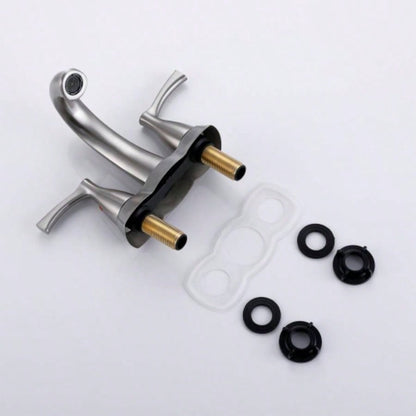 2 Handle 4 Inch Centerset Bathroom Sink Faucet with - Up Drain, Brushed Nickel