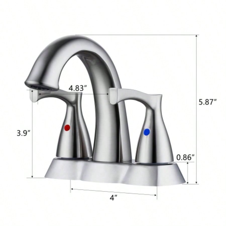 2 Handle 4 Inch Centerset Bathroom Sink Faucet with - Up Drain, Brushed Nickel