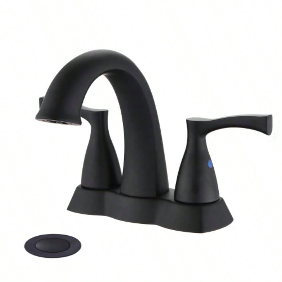 2 Handle 4 Inch Centerset Bathroom Sink Faucet with - Up Drain, Brushed Nickel