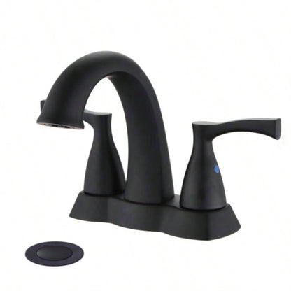 2 Handle 4 Inch Centerset Bathroom Sink Faucet with - Up Drain, Brushed Nickel
