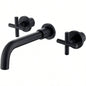 Double Handle Wall Mount Bathroom Faucet Brushed Gold
